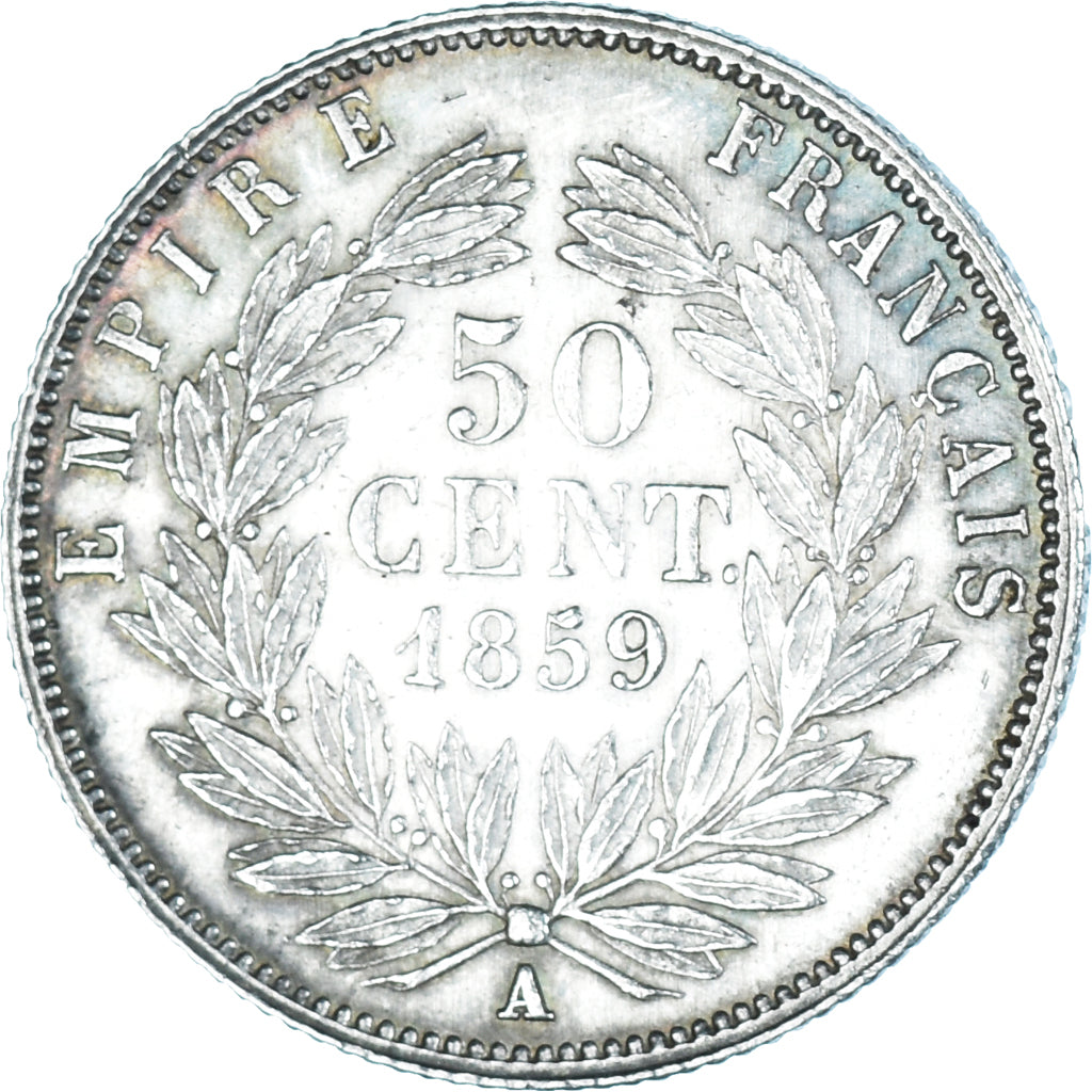 Moneta, Francia, Napoleon III, 50 Centimes, 1859, Paris, SPL-, Argento