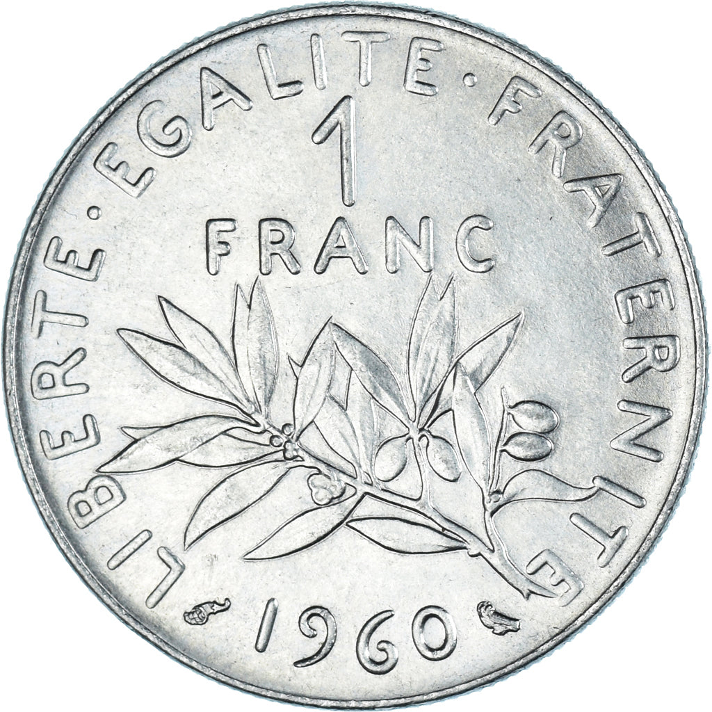 Moneta, Francja, Semeuse, Franc, 1960, Paris, MS(63), Nikiel, KM:925.1