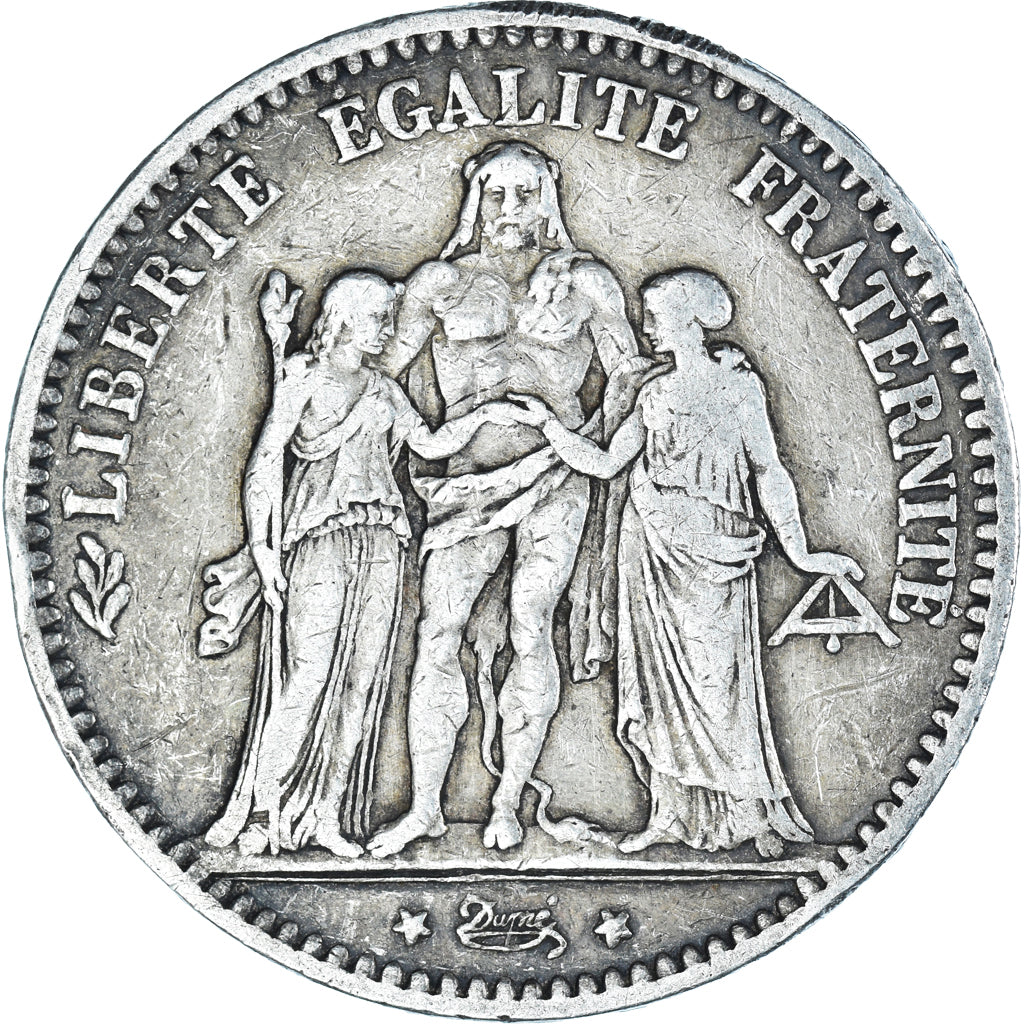 Moneta, Francia, Hercule, 5 Francs, 1875, Paris, MB+, Argento, KM:820.1