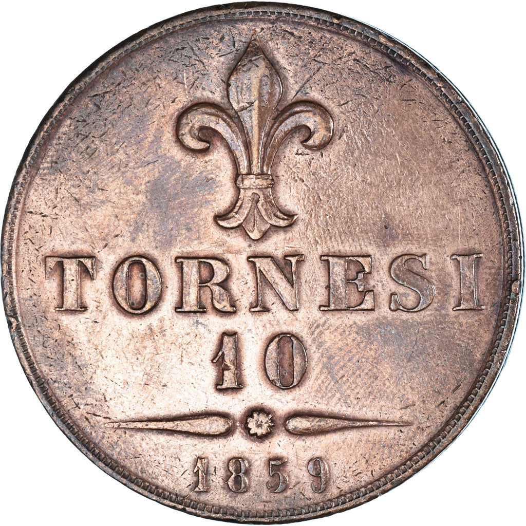 Coin, ITALIAN STATES, NAPLES, Francesco II, 10 Tornesi, 1859, Naples, EF(40-45)