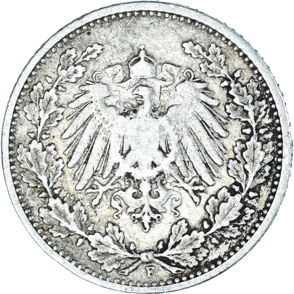 Coin, GERMANY - EMPIRE, 1/2 Mark, 1905, Stuttgart, VF(30-35), Silver, KM:17