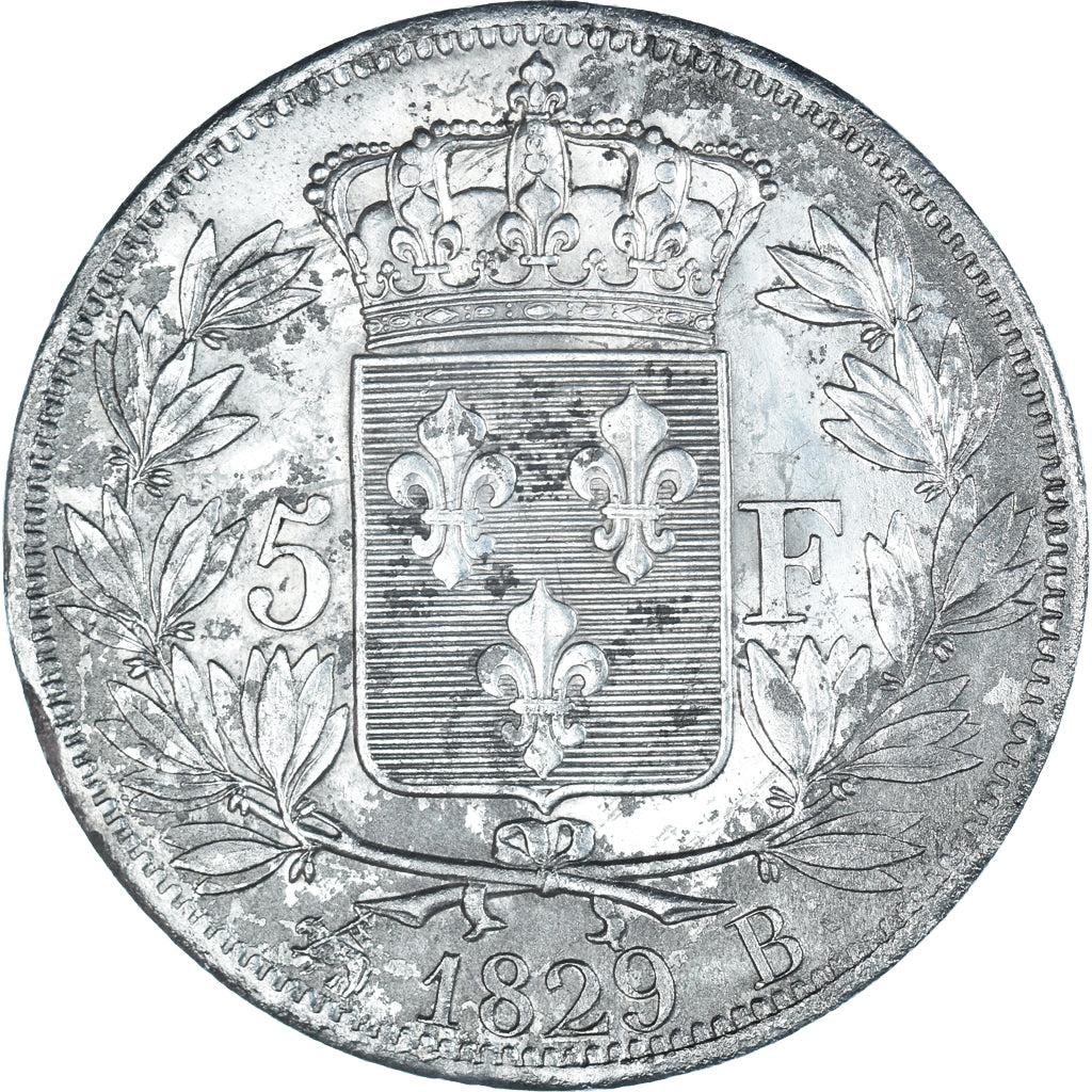 Coin, France, Charles X, 5 Francs, 1829, Rouen, EF(40-45), Silver, KM:728.2