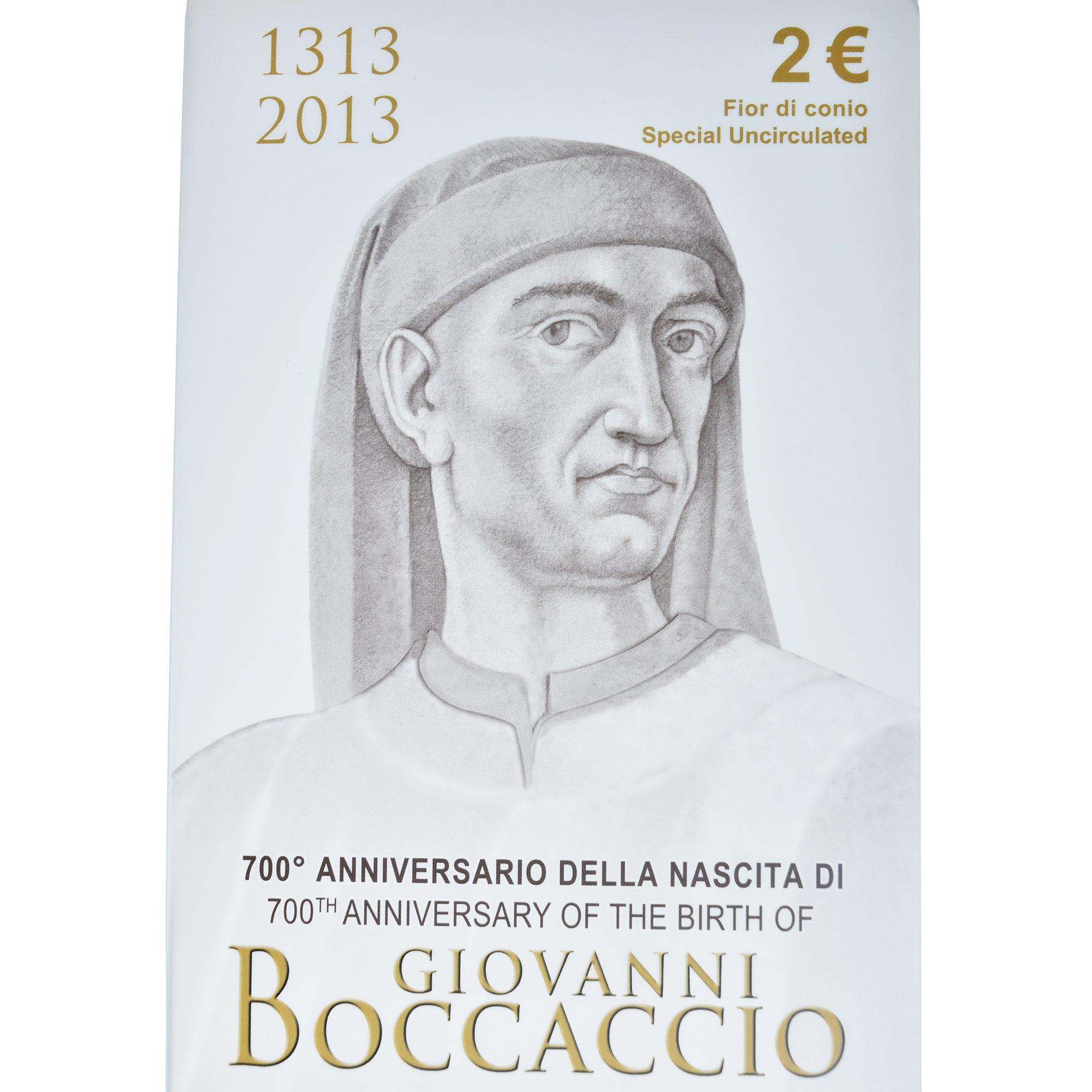 Italien, 2 Euro, Giovanni Boccaccio, 2013, Rome, Special Unc., STGL, Bi-Metallic