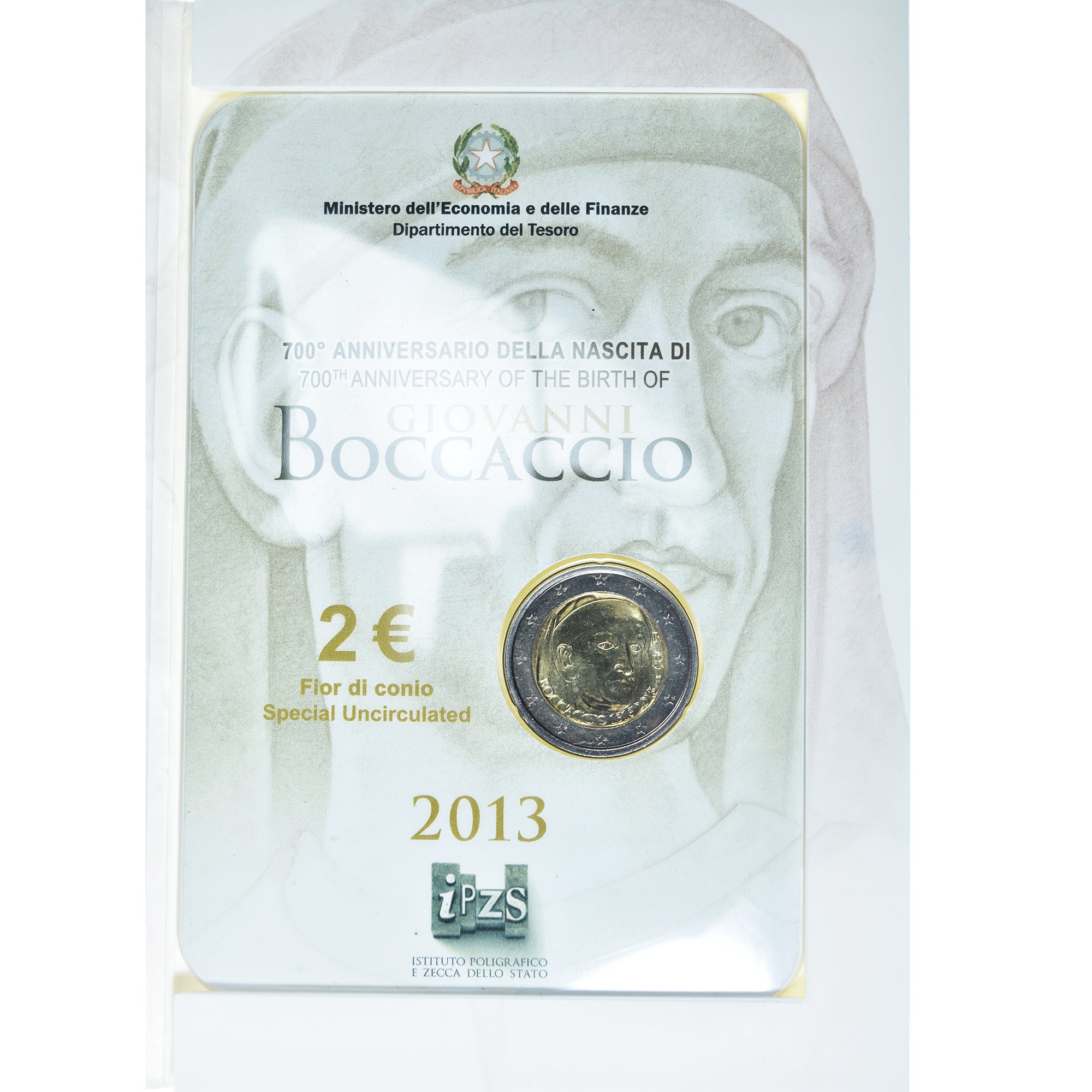 Italien, 2 Euro, Giovanni Boccaccio, 2013, Rome, Special Unc., STGL, Bi-Metallic