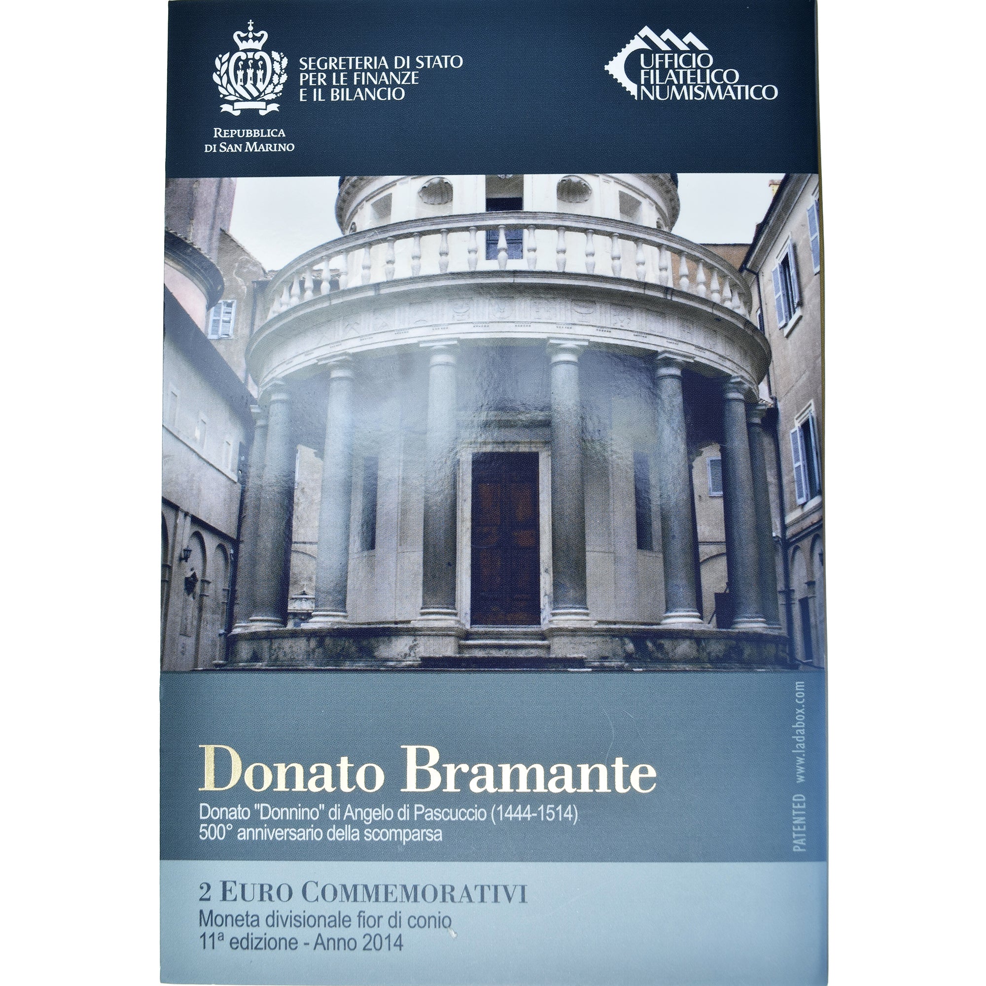 Saint Marin , 2 Euro, Donato Bramante, 2014, Rome, BU, FDC, Bimétallique