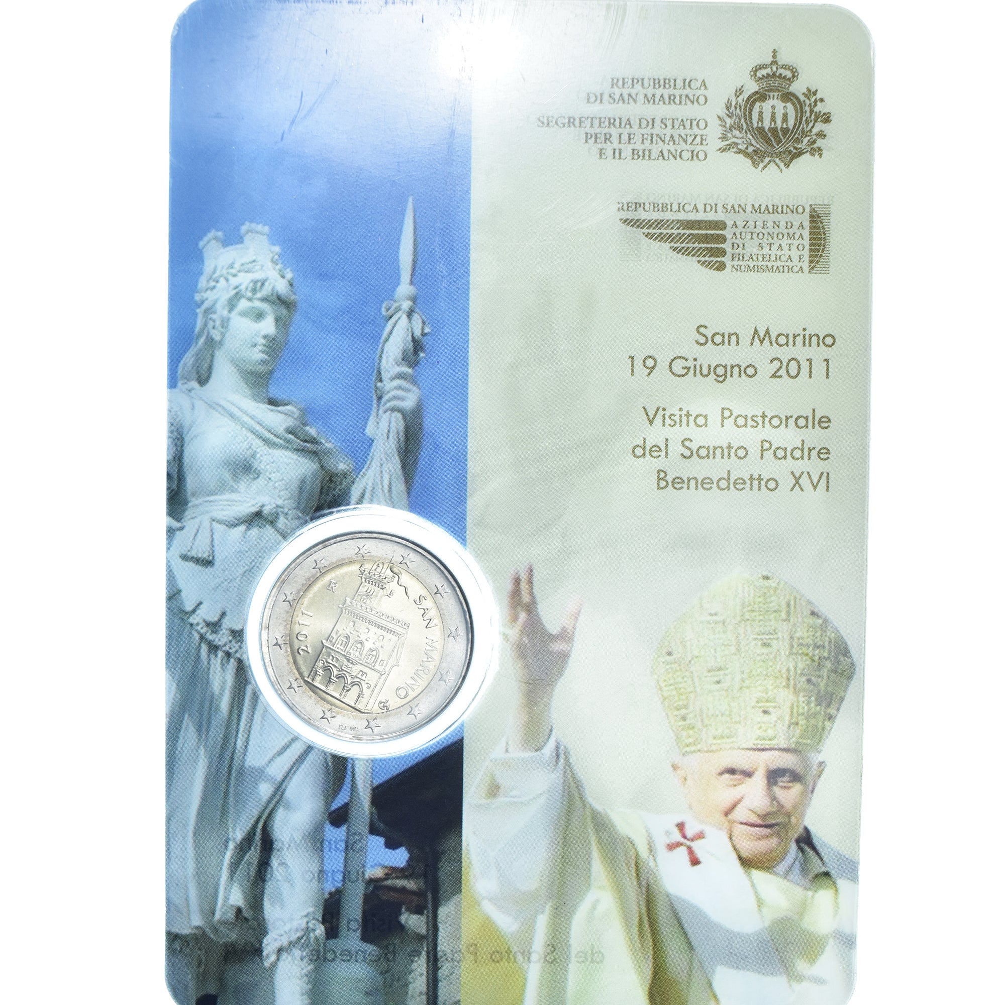 San Marino, 2 Euro, Benoît XVI, 2011, Rome, BU, FDC, Bi-metallico