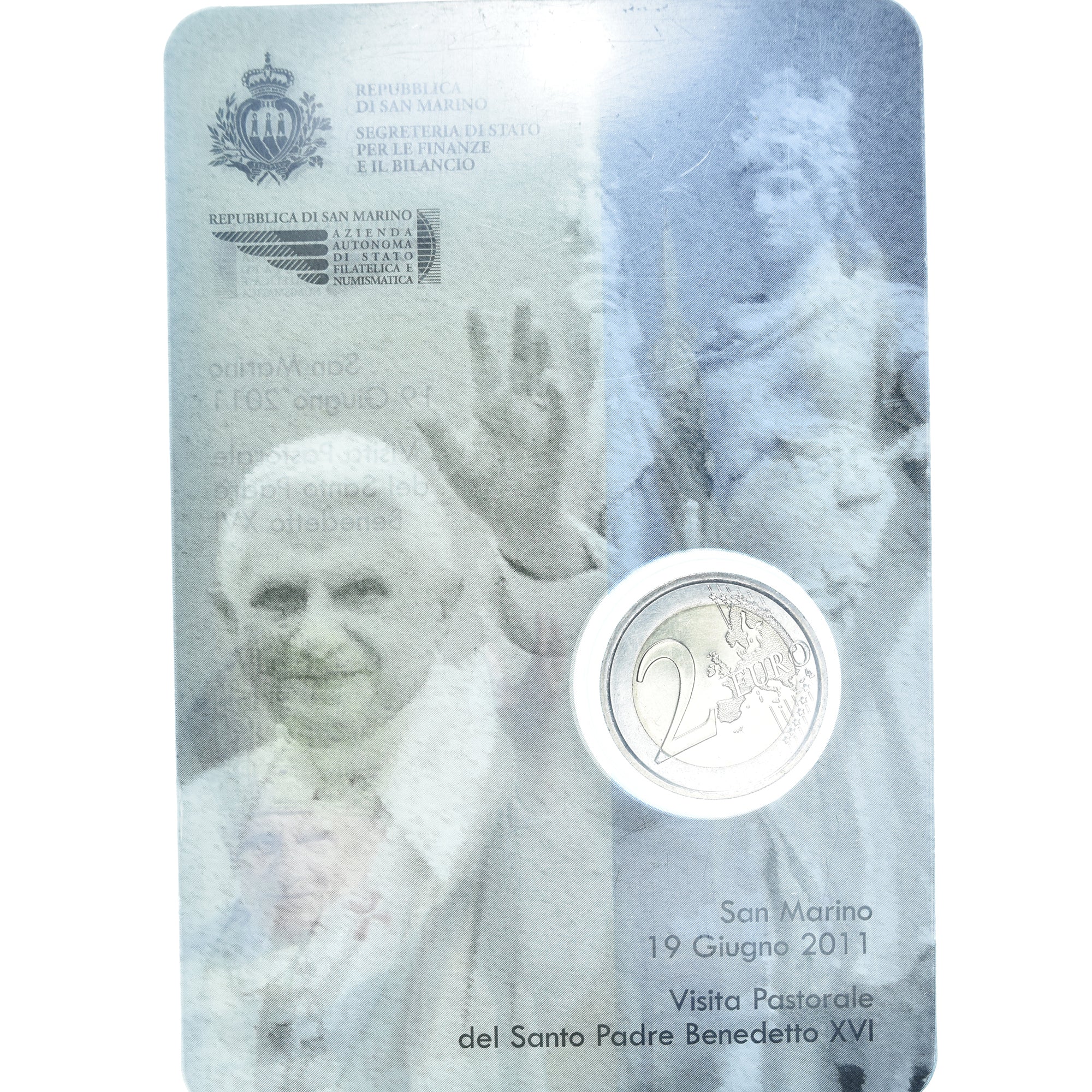 San Marino, 2 Euro, Benoît XVI, 2011, Rome, BU, FDC, Bi-metallico