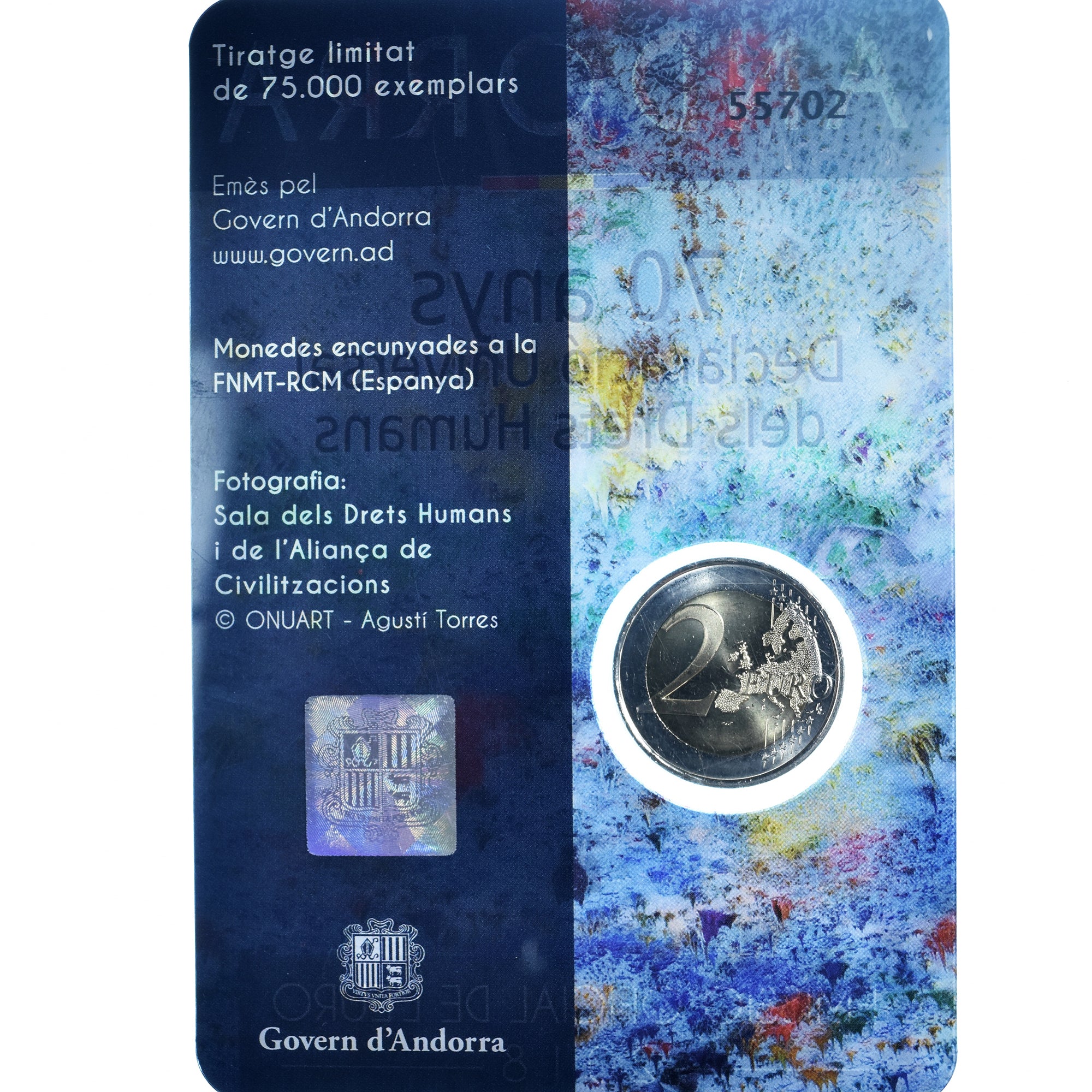 Andorra, 2 Euro, droits de l'homme, 2018, BU, STGL, Bi-Metallic