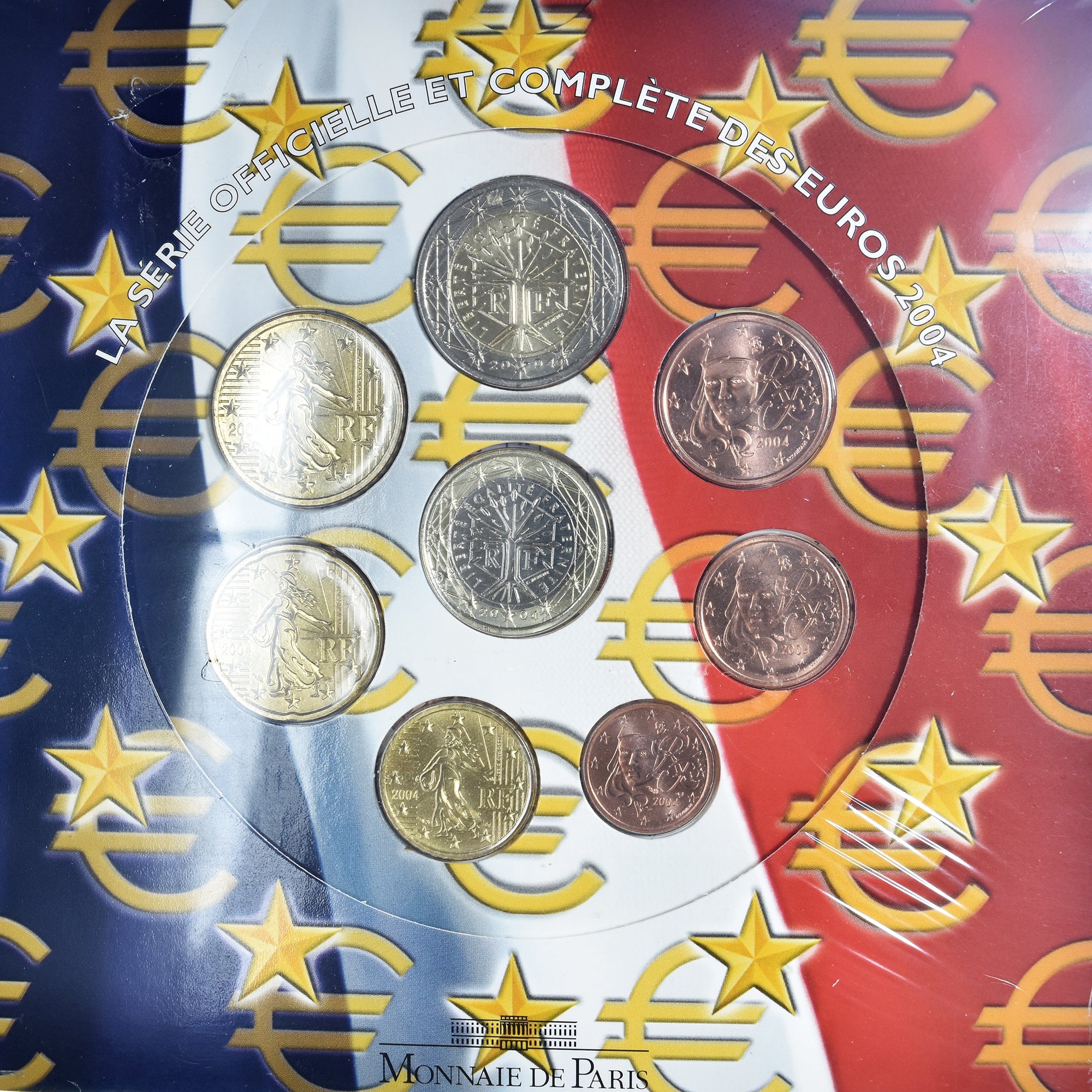France, 1 Cent to 2 Euro, euro set, 2004, Monnaie de Paris, BU, FDC
