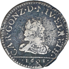 Moneta, Principato di Arches, Charles de Gonzague, Liard, 1608, Charleville, MB