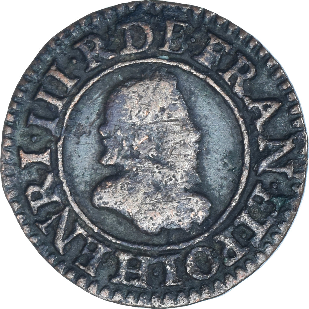 Monnaie, France, Henri III, Denier Tournois, 1587, Paris, TB, Cuivre, CGKL:84