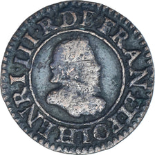 Monnaie, France, Henri III, Denier Tournois, 1587, Paris, TB, Cuivre, CGKL:84
