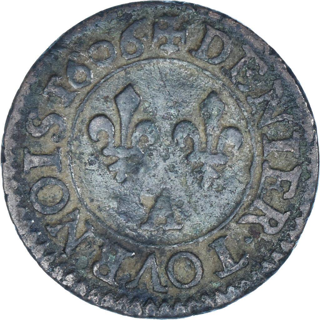 Coin, France, Henri IV, Denier Tournois, 1606, Paris, VF(30-35), Copper