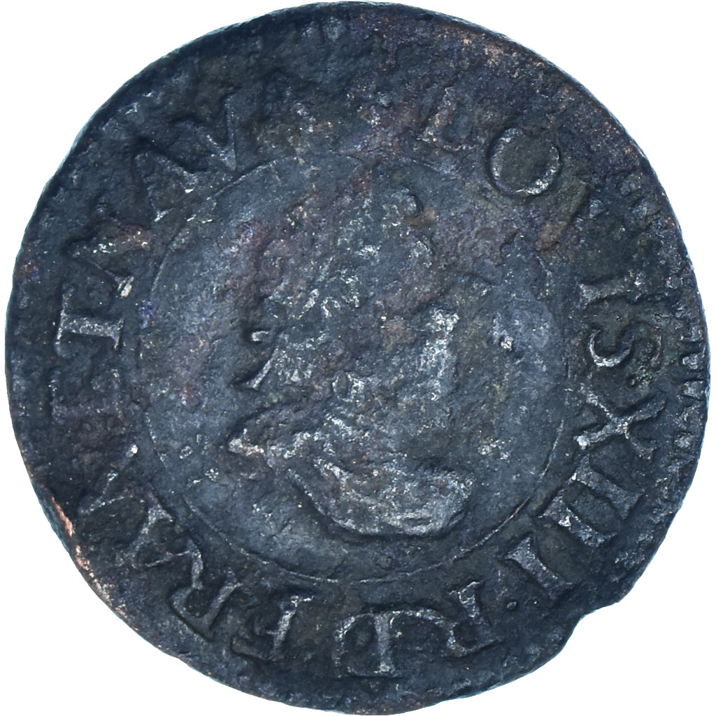 Monnaie, France, Louis XIII, Denier Tournois, 1613, Lyon, TB, Cuivre, CGKL:362