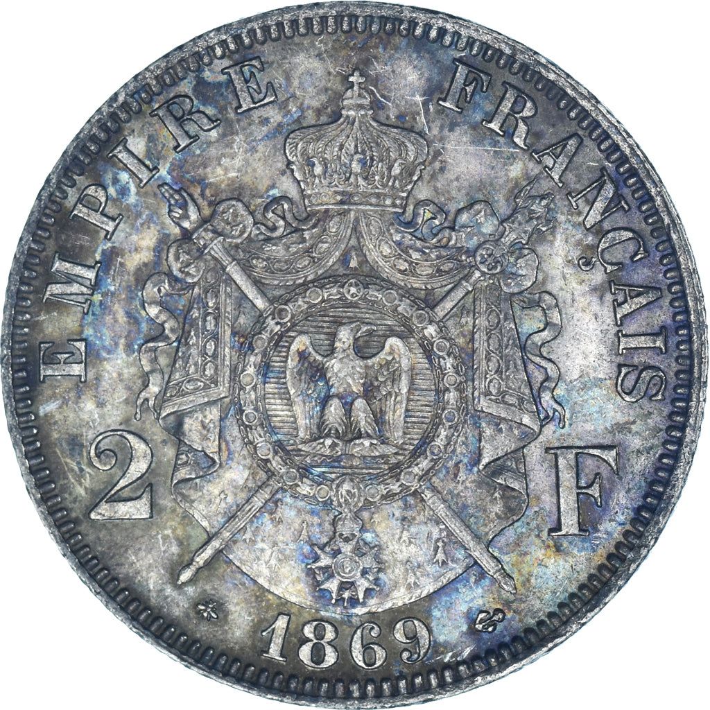 Moneta, Francia, Napoleon III, 2 Francs, 1869, Paris, SPL-, Argento, KM:807.1