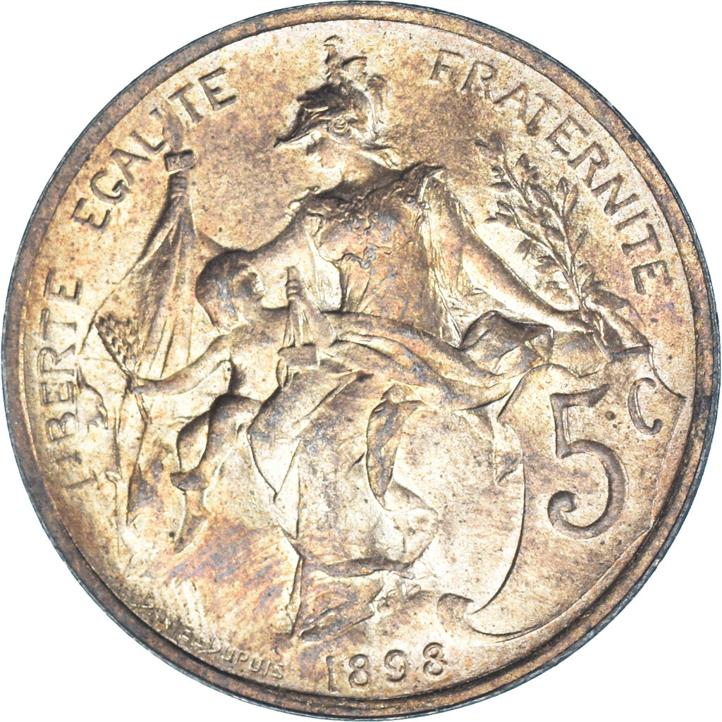 Moneta, Francja, Dupuis, 5 Centimes, 1898, Paris, MS(60-62), Brązowy, KM:842