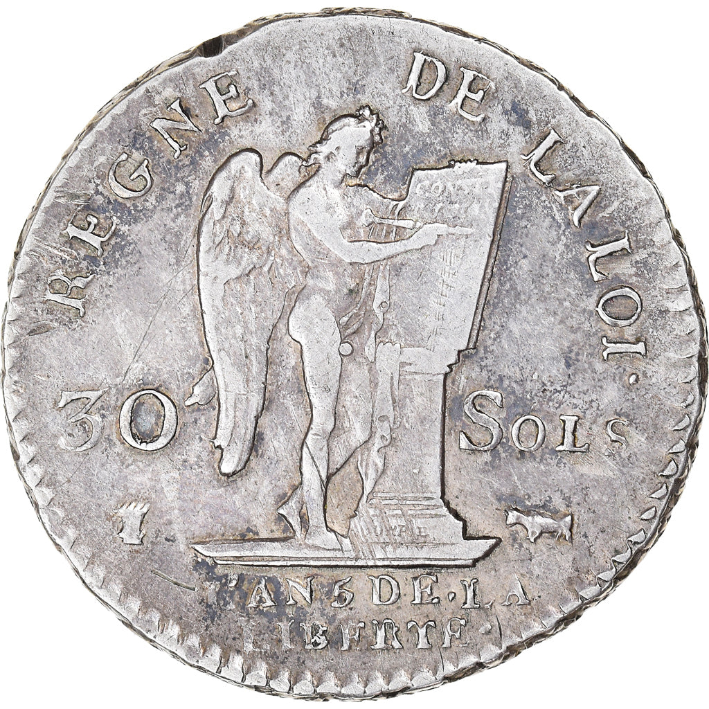 Münze, Frankreich, Louis XVI, 30 sols françois, 1793 / AN 5, Pau, SS+, Silber