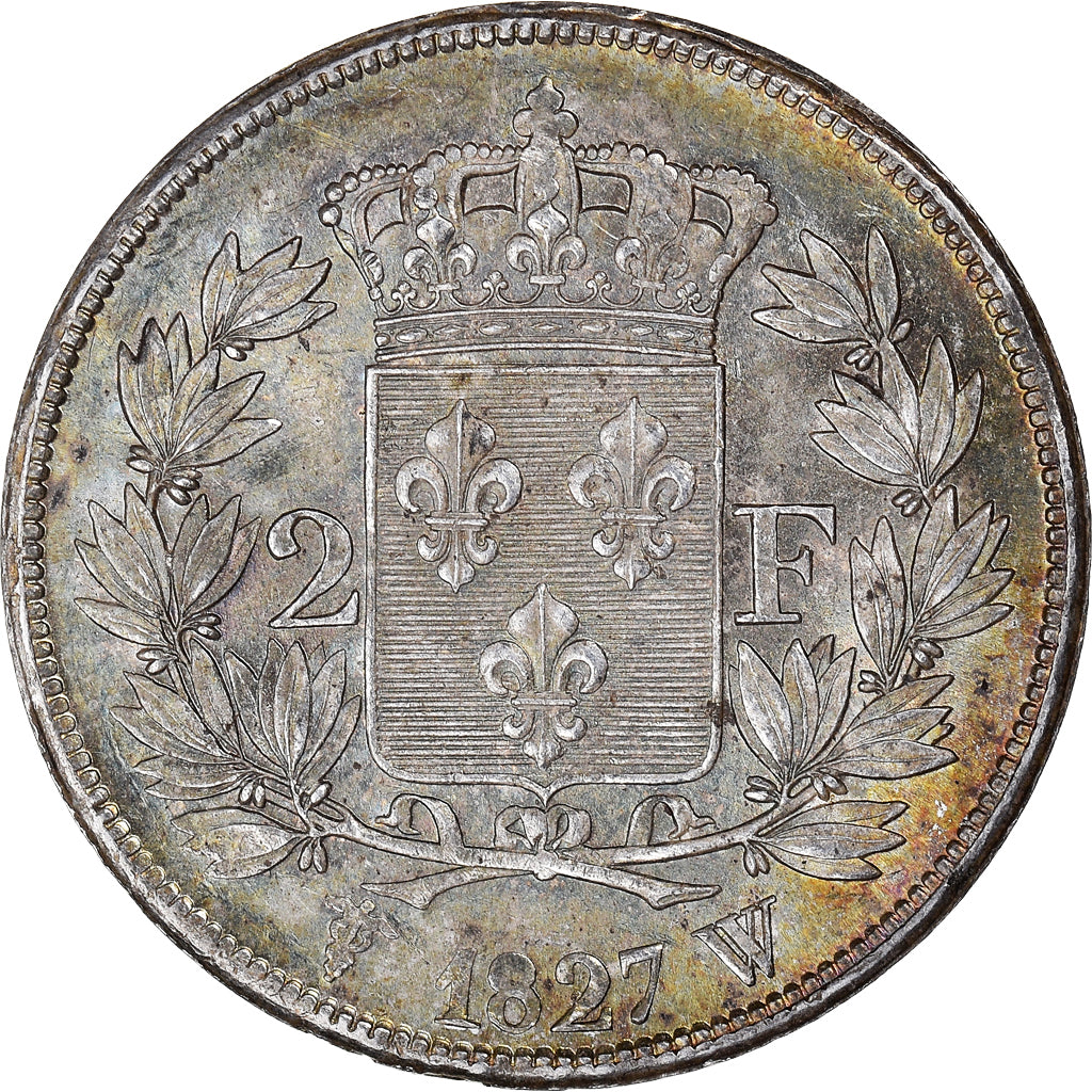 Munten, Frankrijk, Charles X, 2 Francs, 1827, Lille, Pedigree, PR+, Zilver