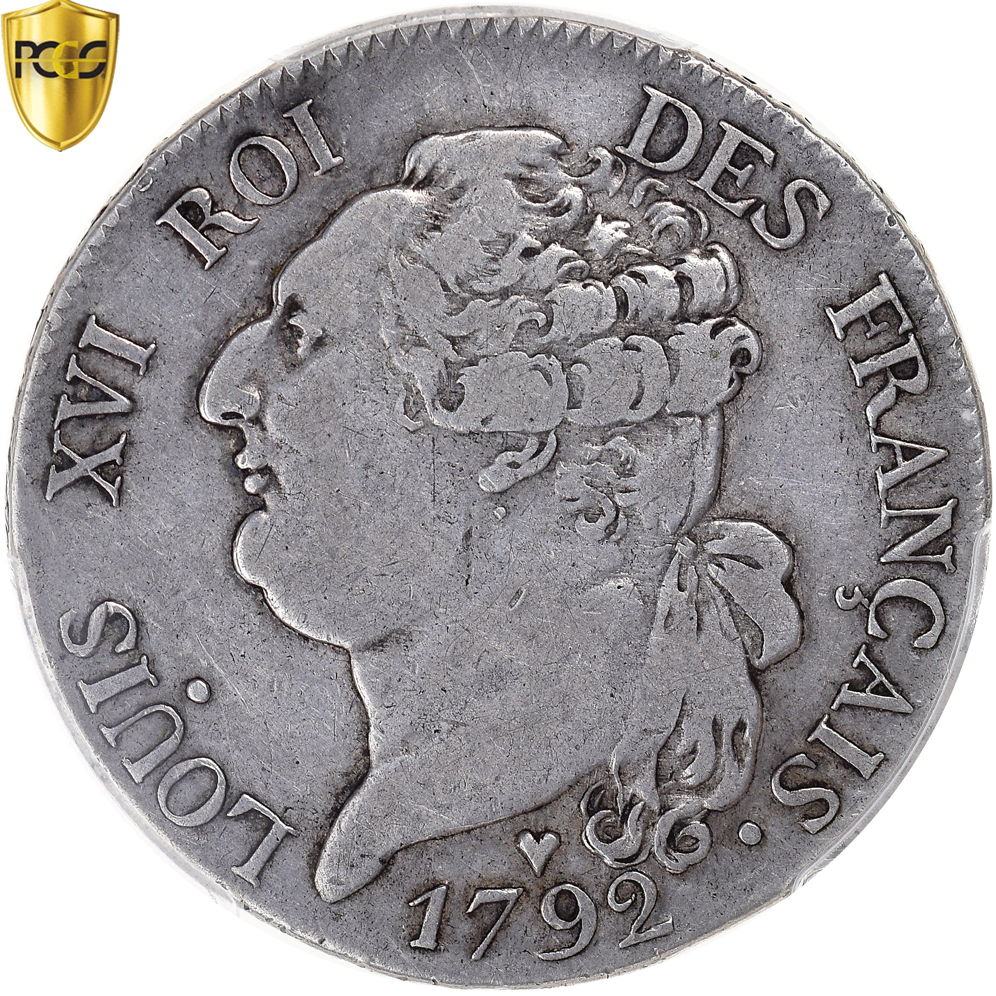 Moeda, França, Louis XVI, 1/2 écu de 3 livres français, 1792 / AN 4