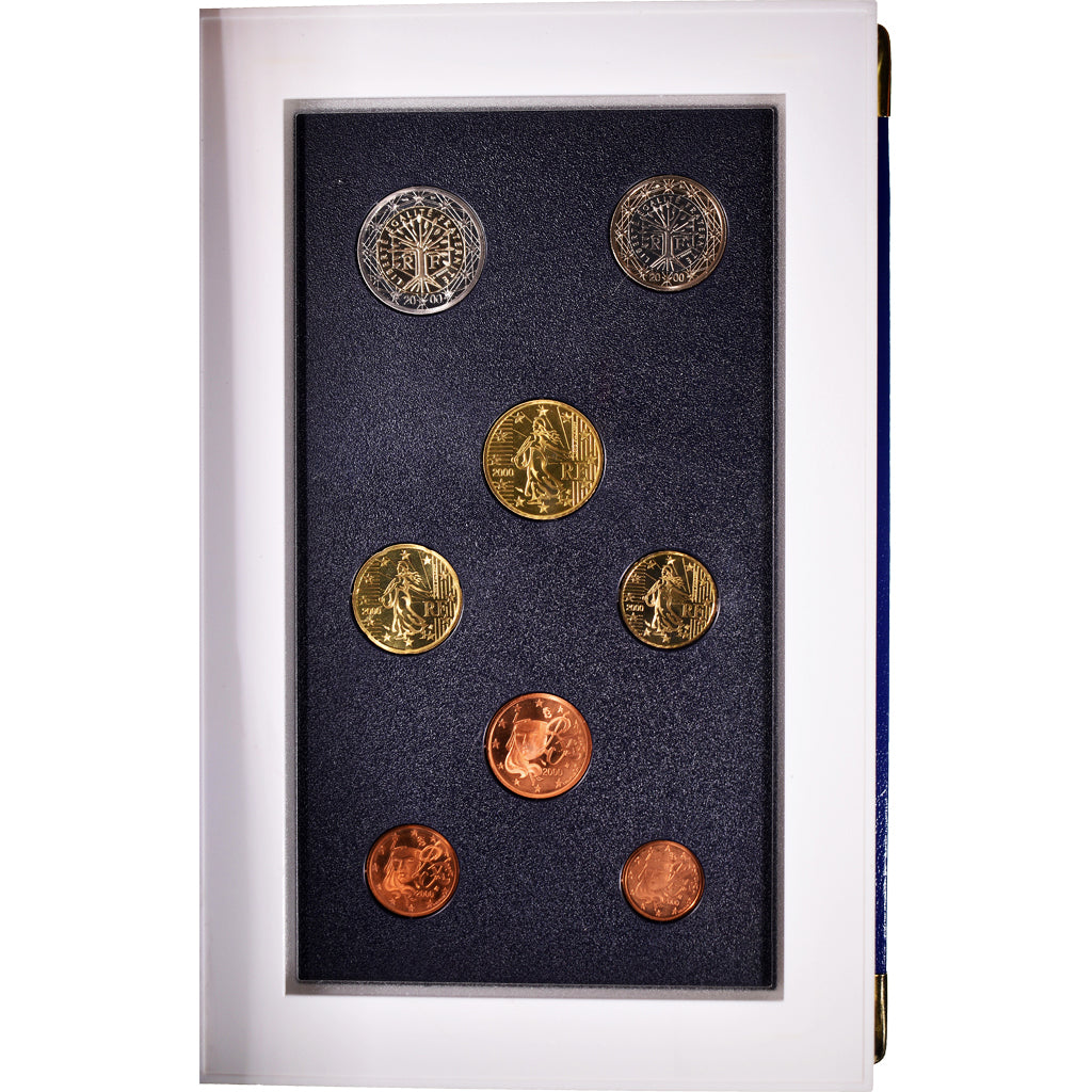 Francja, 1 Cent to 2 Euro, 2000, Monnaie de Paris, BE, MS(65-70), ND