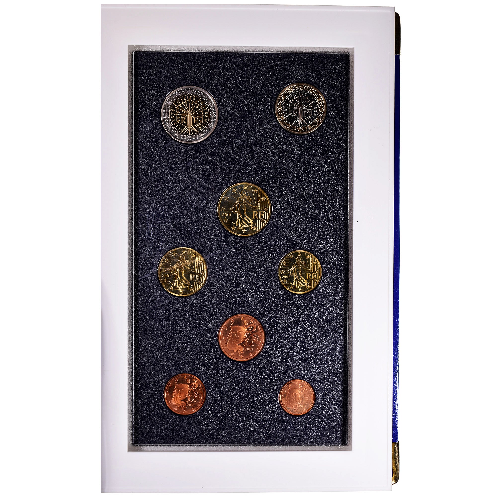 France, 1 Cent to 2 Euro, 2001, Monnaie de Paris, BE, MS(65-70), Gadoury:page