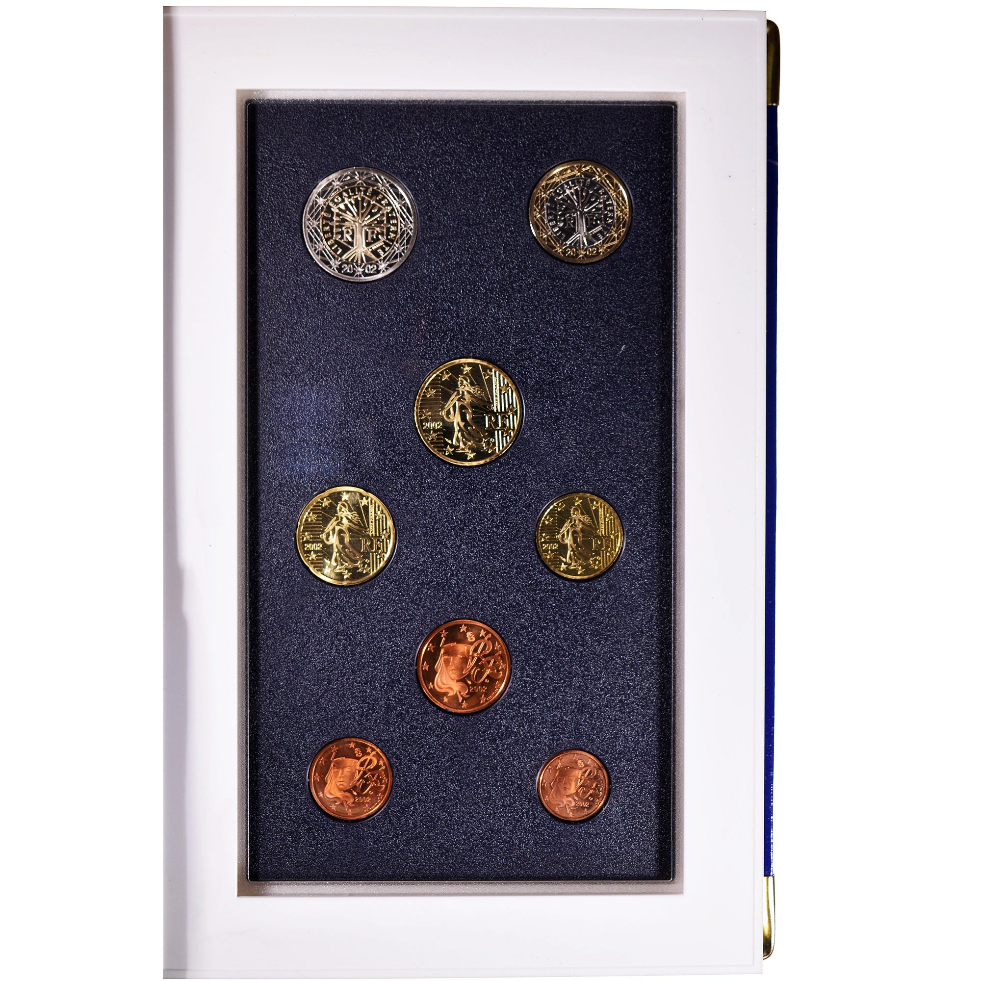 France, 1 Cent to 2 Euro, 2002, Monnaie de Paris, BE, MS(65-70), Gadoury:page