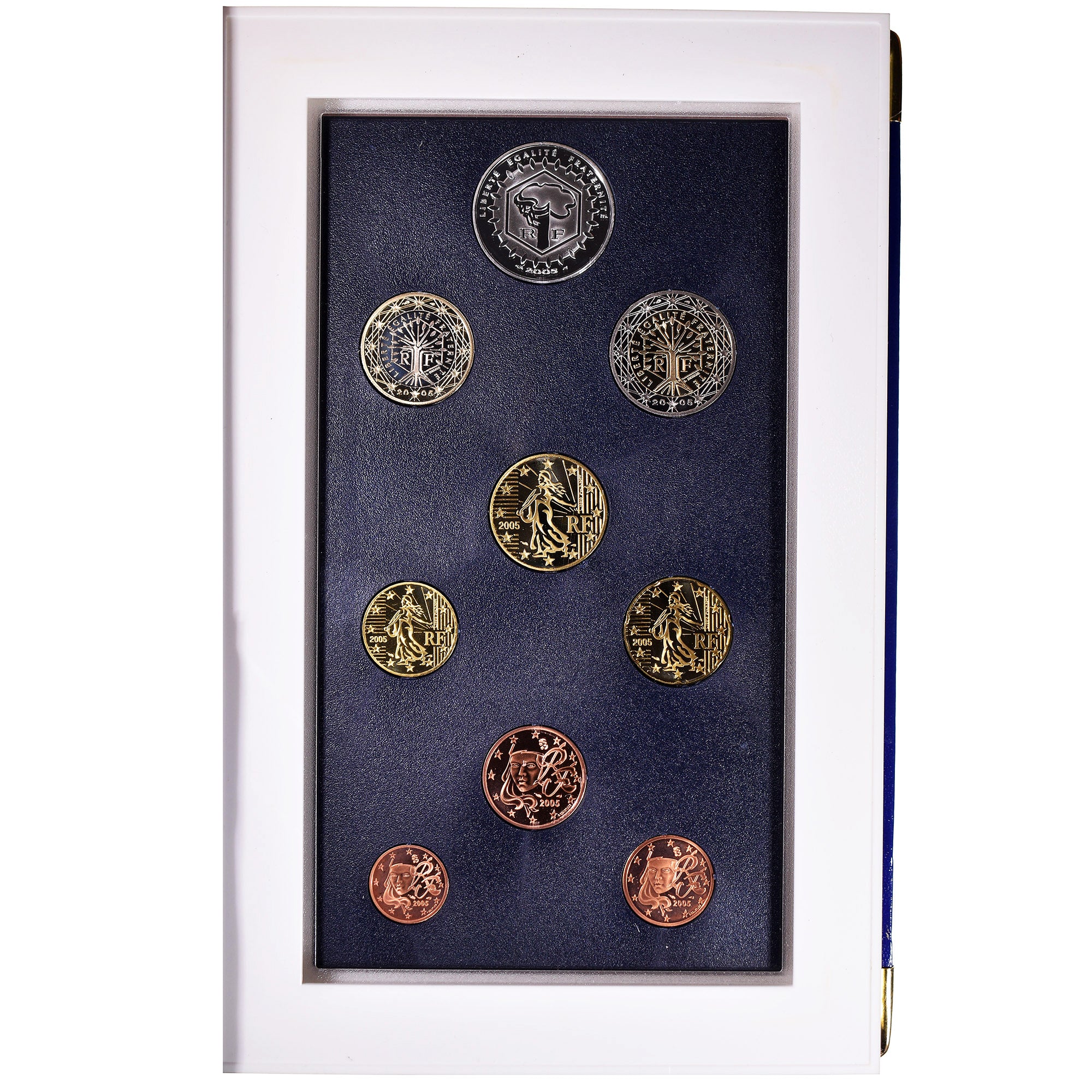 France, 1 cent to 5 euro, 2005, Monnaie de Paris, BE, MS(65-70), Gadoury:page