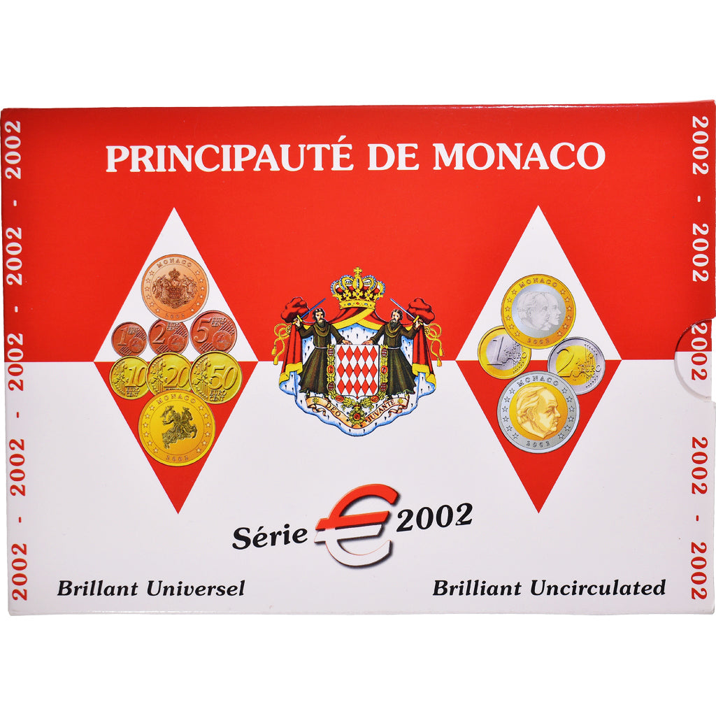 Monaco, 1 Cent to 2 Euro, 2002, Monnaie de Paris, BU, FDC, N.C., Gadoury:page