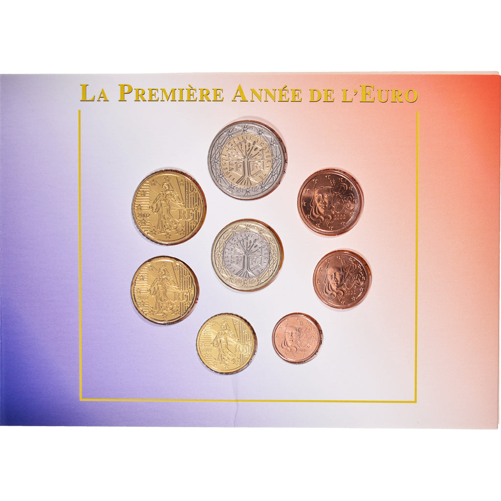 Francia, 1 Cent to 2 Euro, euro set, 2002, Monnaie de Paris, BU, FDC, Sin
