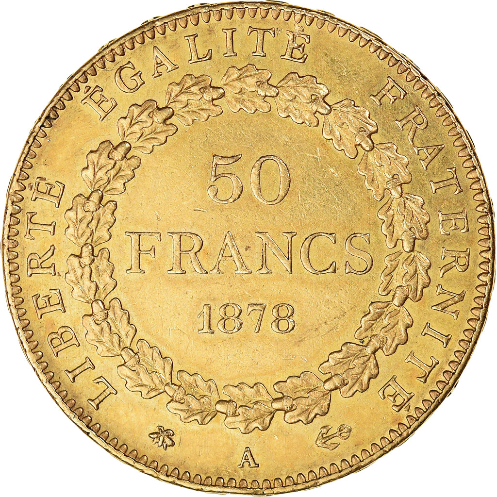Monnaie, France, Génie, 50 Francs, 1878, Paris, Pedigree, TTB+, Or