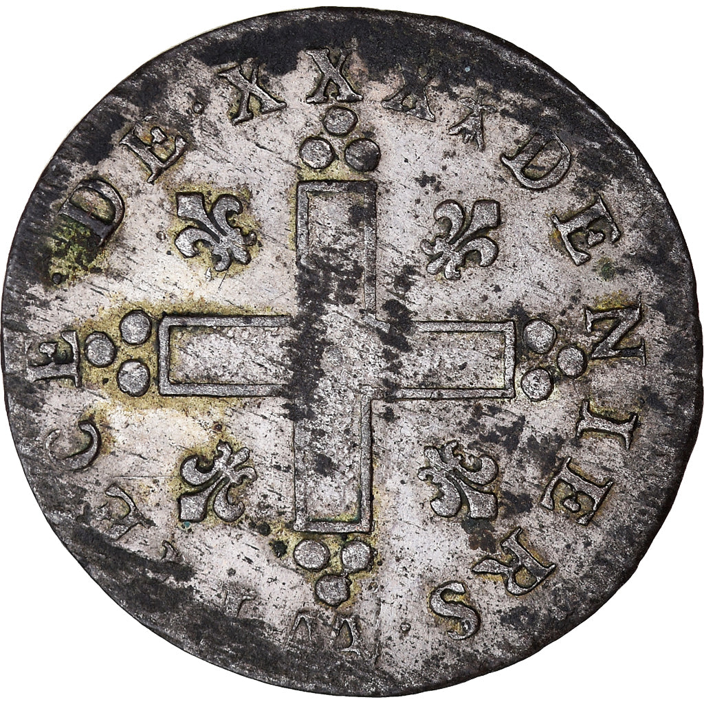 Moneta, Francia, Louis XIV, XXX Deniers aux 2 L couronnés, 1710, Metz