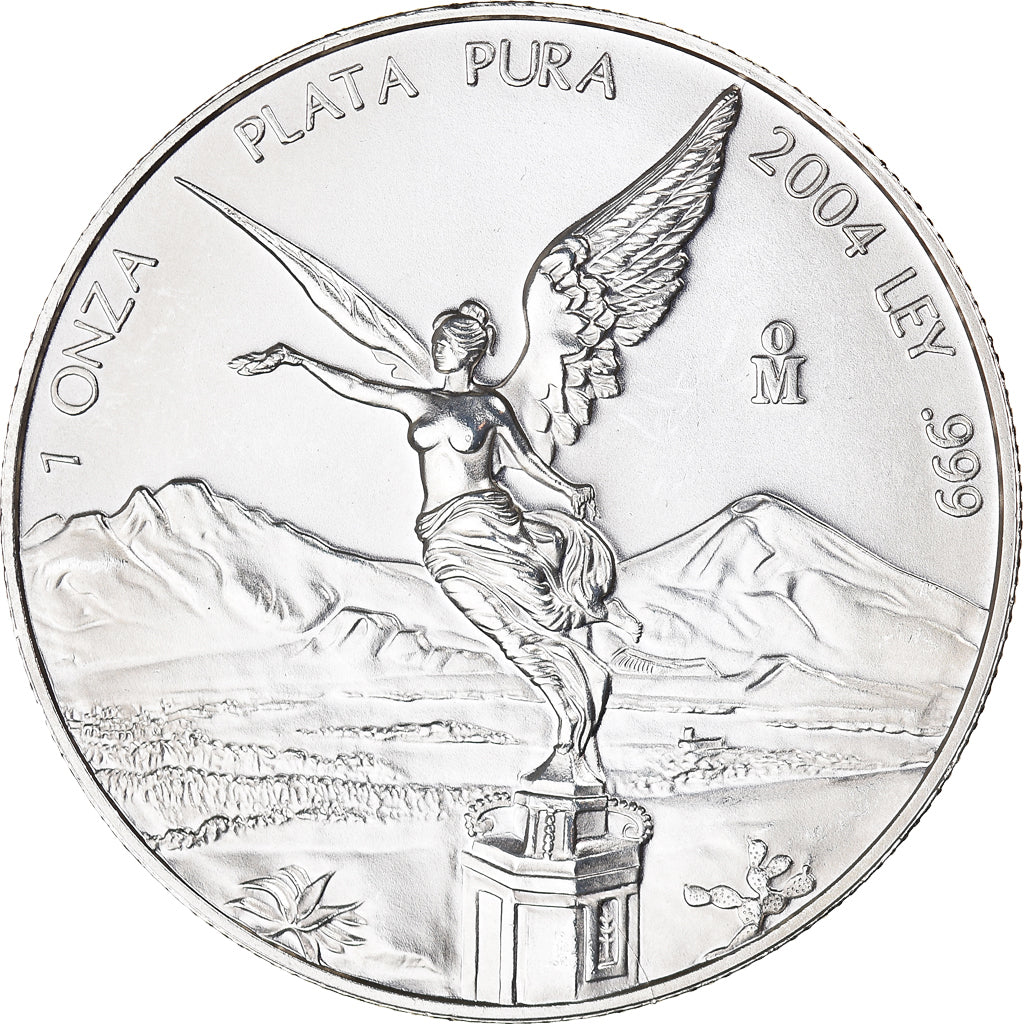 Coin, Mexico, Onza, Troy Ounce of Silver, 2004, Mexico City, MS(65-70), Silver
