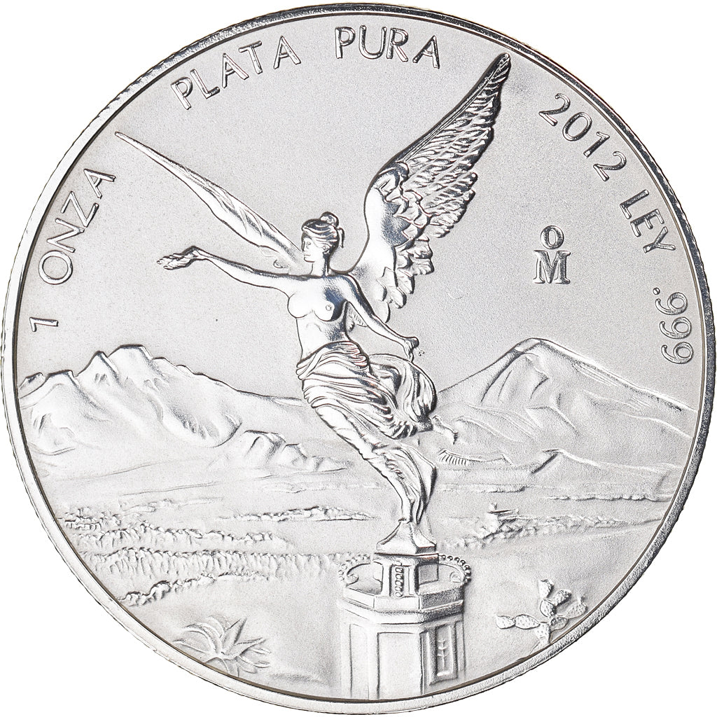 Moeda, México, Onza, Troy Ounce of Silver, 2012, Mexico City, MS(65-70), Prata