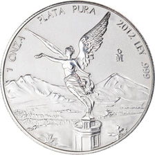 Moeda, México, Onza, Troy Ounce of Silver, 2012, Mexico City, MS(65-70), Prata