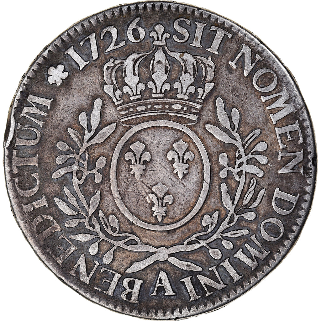Coin, France, Louis XV, Ecu aux branches d'olivier, 1726, Paris, VF(30-35)