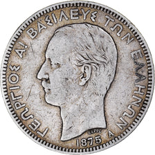 Coin, Greece, George I, 5 Drachmai, 1875, Paris, VF(30-35), Silver, KM:46