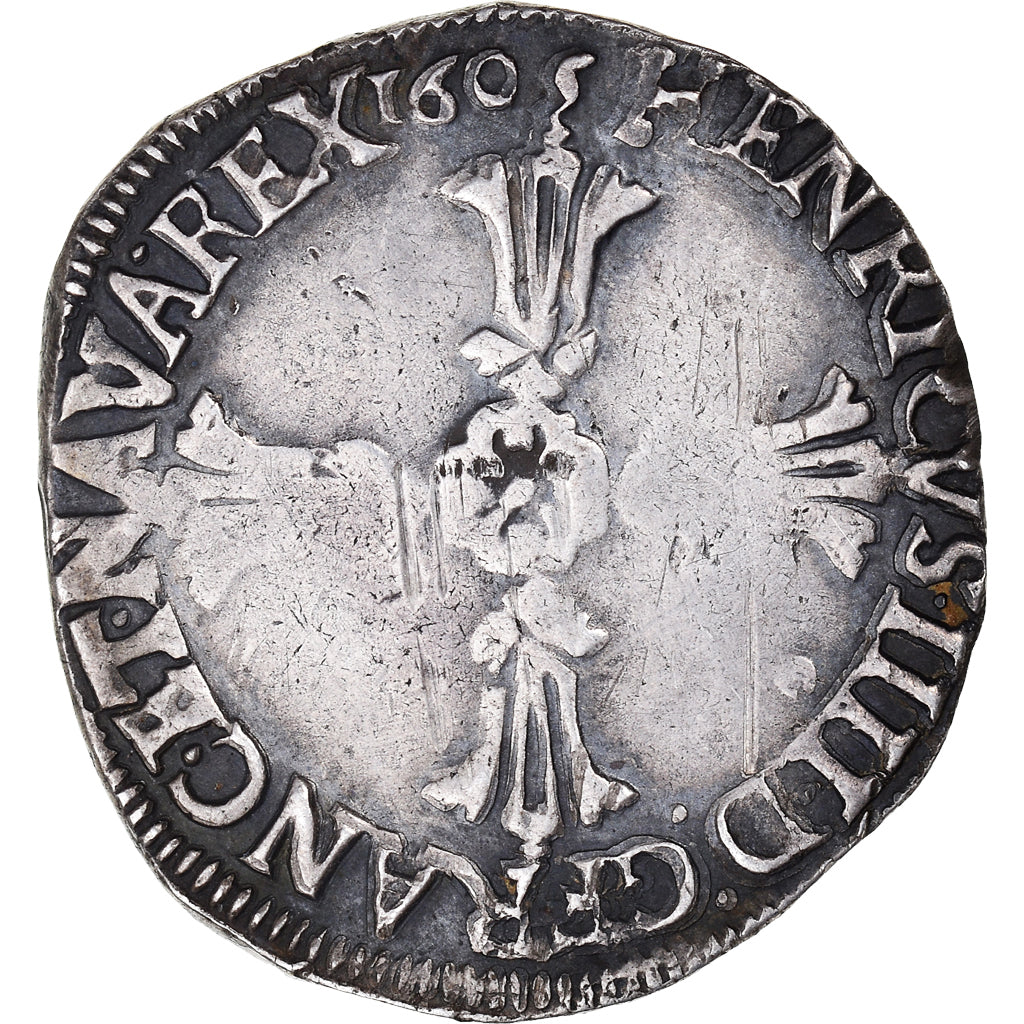 Coin, France, Henri IV, 1/4 Ecu, 1605, Rennes, VF(30-35), Silver, Gadoury:597