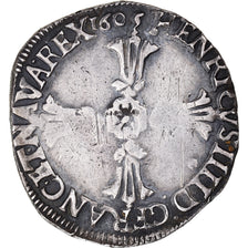 Moneta, Francia, Henri IV, 1/4 Ecu, 1605, Rennes, MB+, Argento, Gadoury:597