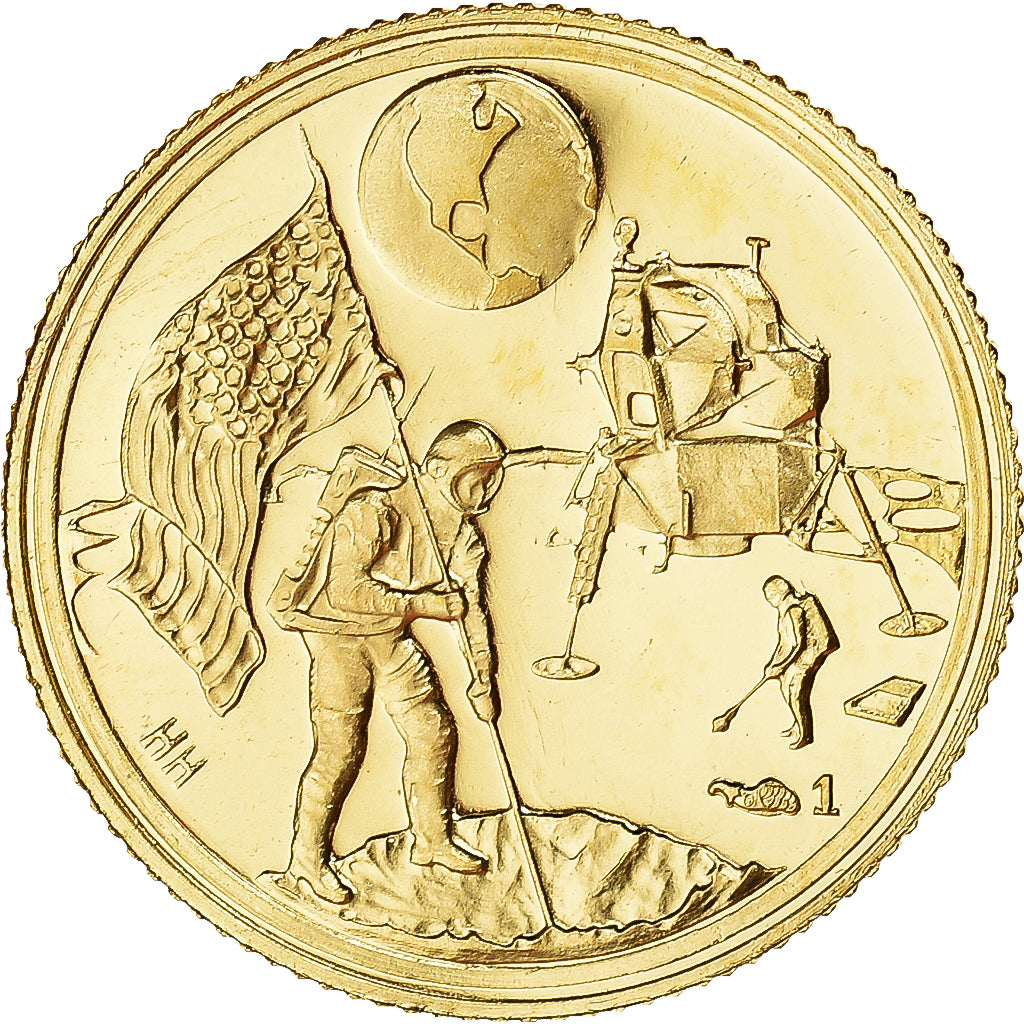Francia, medaglia, Landing on the Moon, 1969, Monnaie De Paris, FDC, Oro