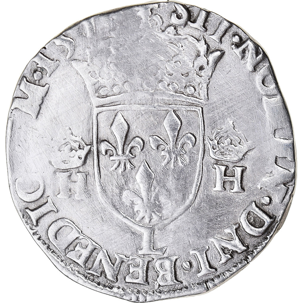 Coin, France, Henri III, Teston, 3e type au col fraisé, 1576, Bayonne