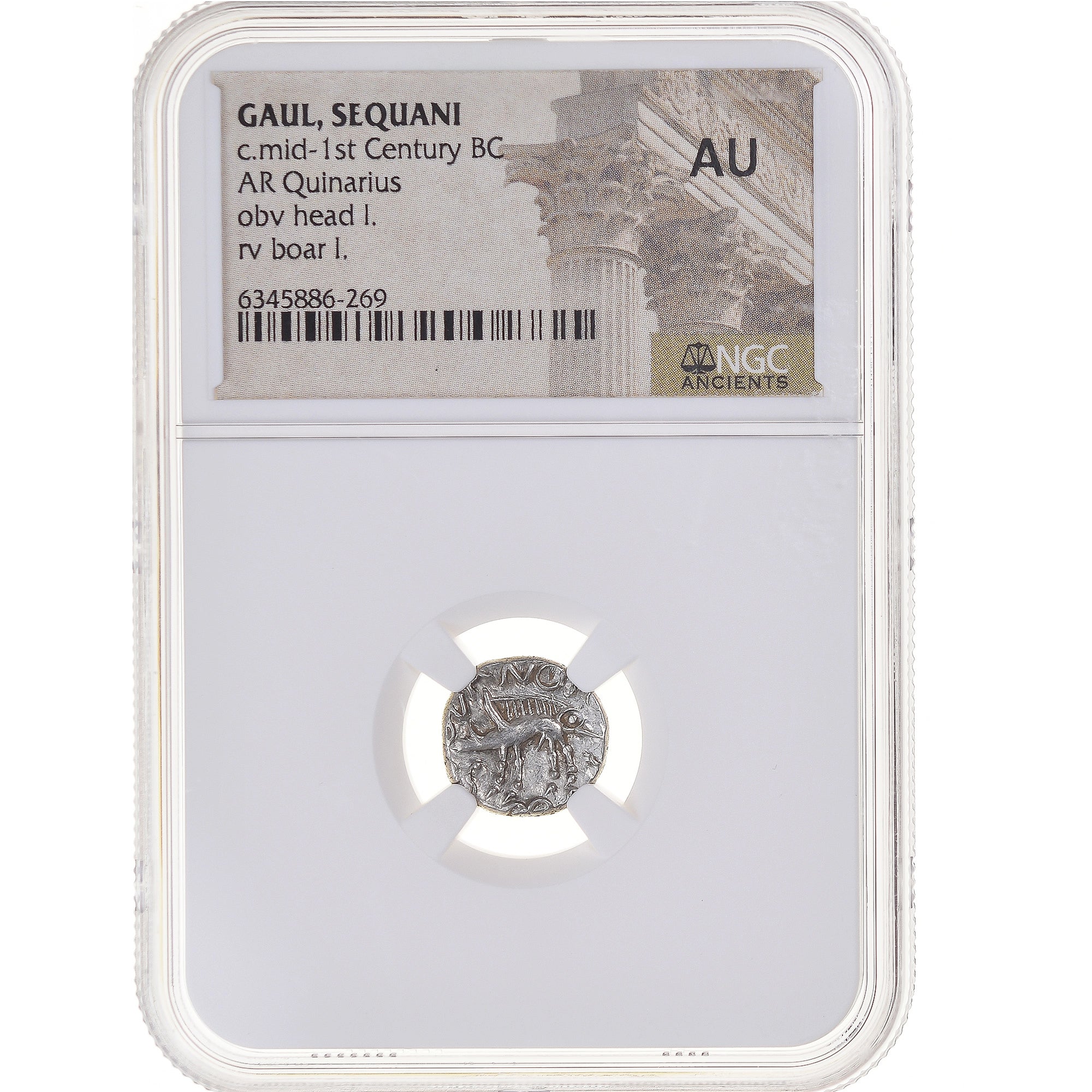 Coin, Central Gaul, Sequani, Quinarius, 1st century BC, graded, NGC, AU