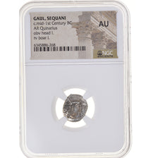 Moneda, Central Gaul, Sequani, Quinarius, 1st century BC, NGC, graded, AU, MBC+