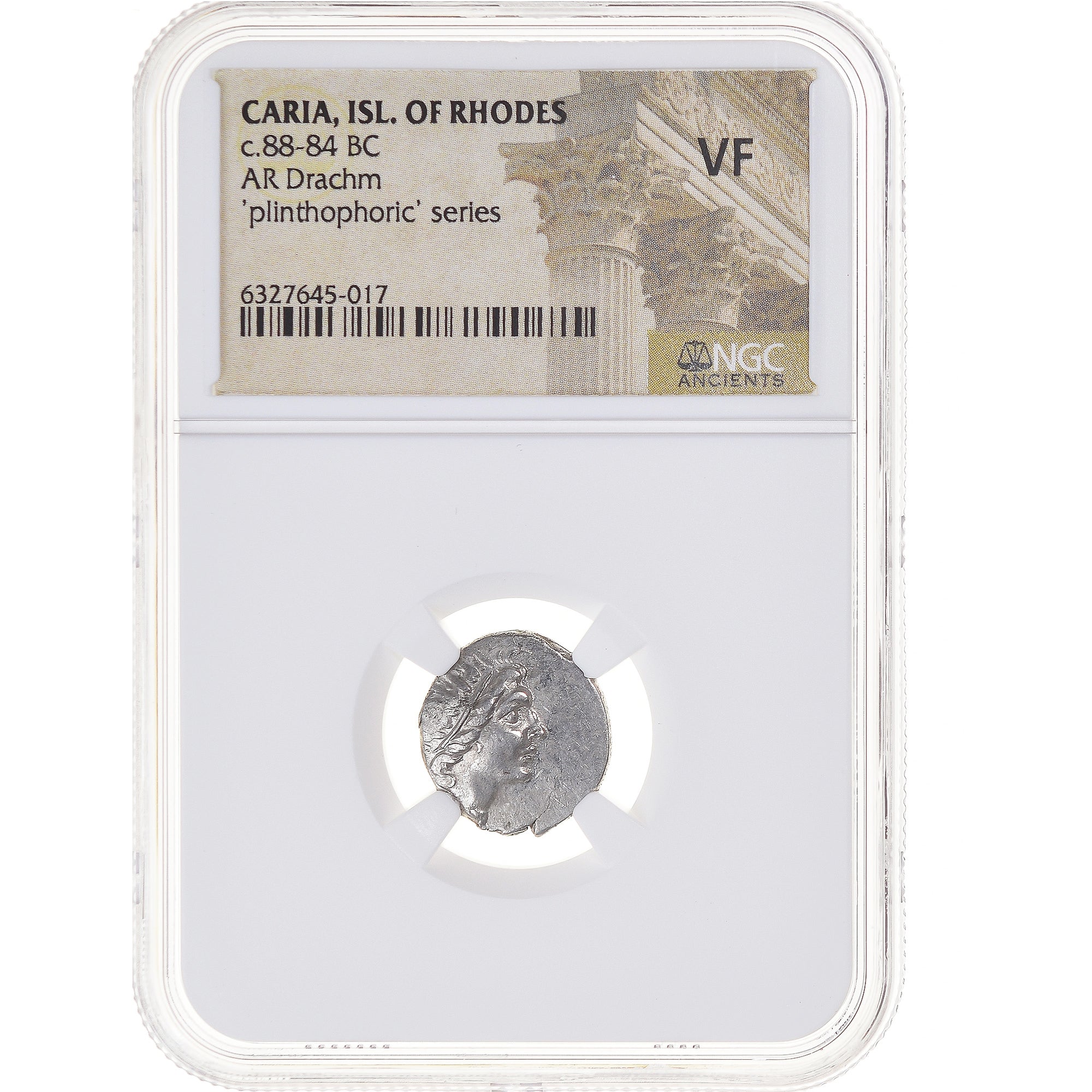 Monnaie, Carie, Drachme, 88-84 BC, Rhodes, Gradée, NGC, VF, TB, Argent