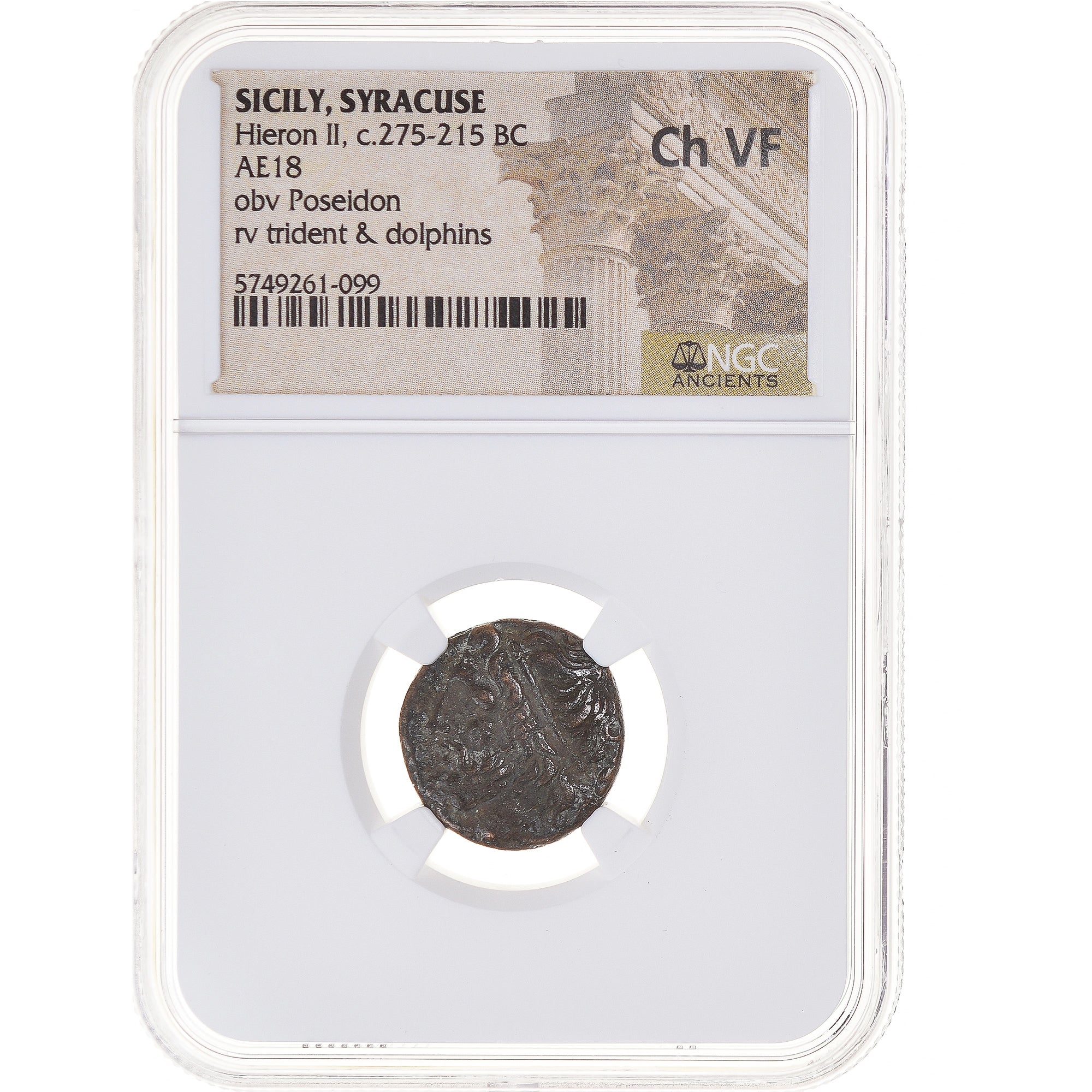 Coin, Sicily, Hieron II, Litra, 275-215 BC, Syracuse, graded, NGC, Ch VF