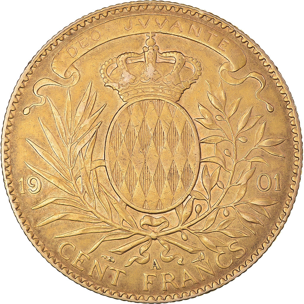 Coin, Monaco, Albert I, 100 Francs, Cent, 1901, Paris, AU(50-53), Gold, KM:105