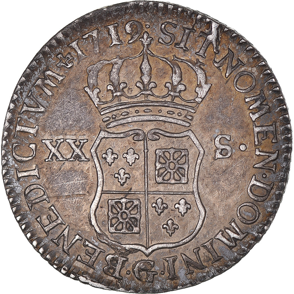 Münze, Frankreich, Louis XV, 1/6 Écu (XX-S) de France-Navarre, 1719, Poitiers