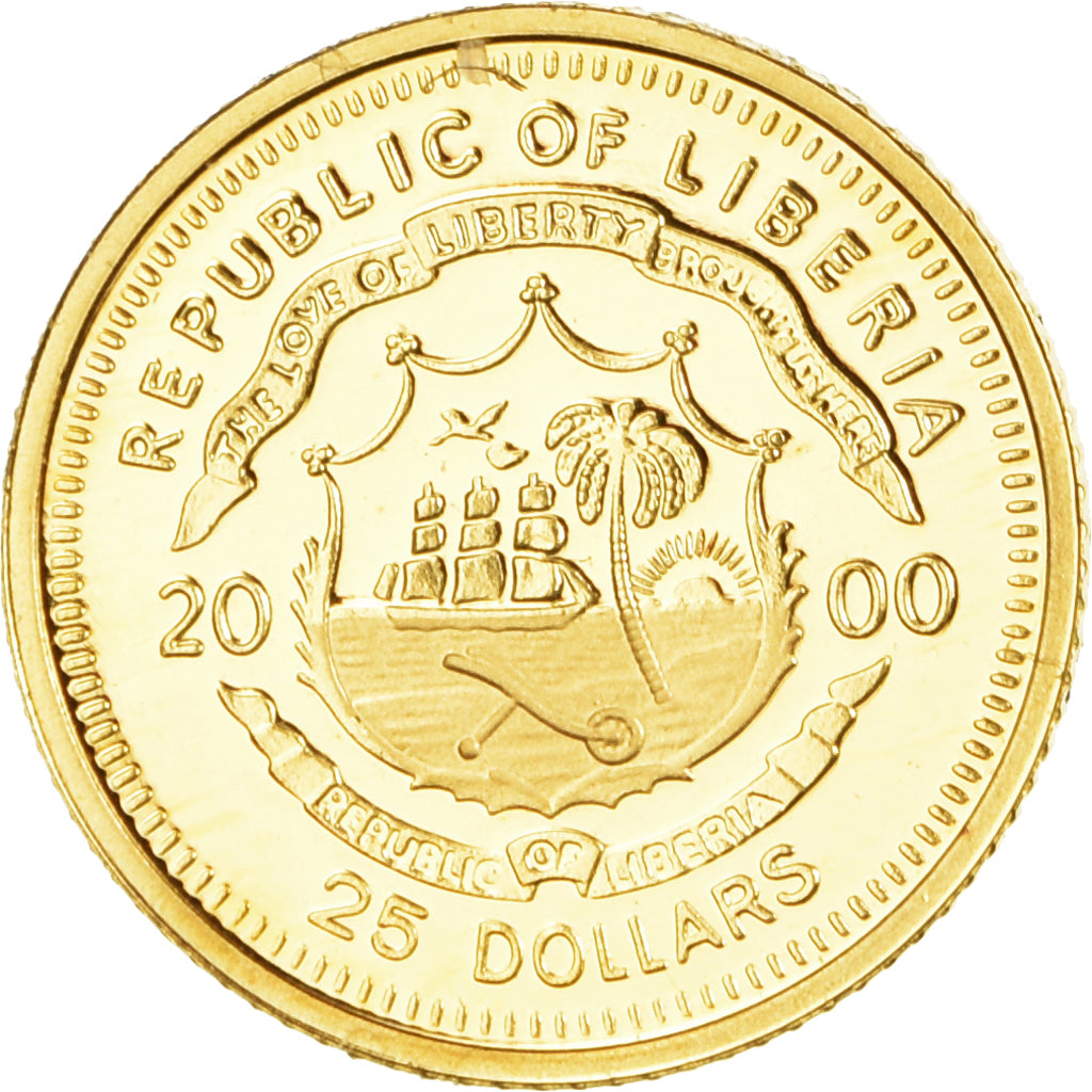Coin, Liberia, Jules César, 25 Dollars, 2000, American Mint, Proof, MS(65-70)