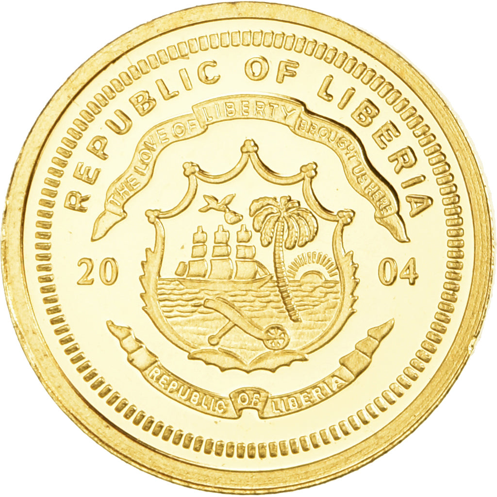 Moneda, Liberia, Jules Verne, 25 Dollars, 2004, American Mint, Proof, FDC, Oro