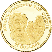 Moneda, Liberia, Goethe, 25 Dollars, 2001, American Mint, Proof, FDC, Oro