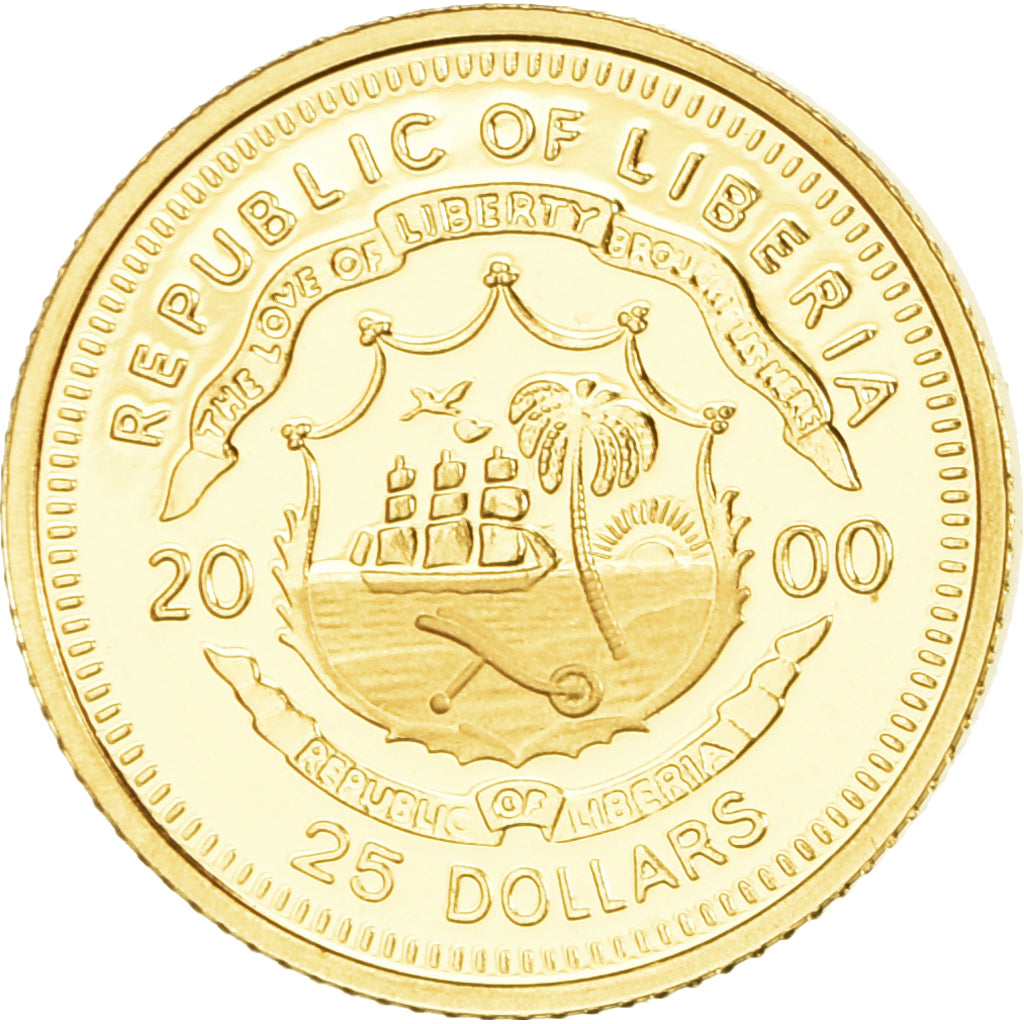 Moneta, Liberia, Christophe Colomb, 25 Dollars, 2000, American Mint, Proof, FDC